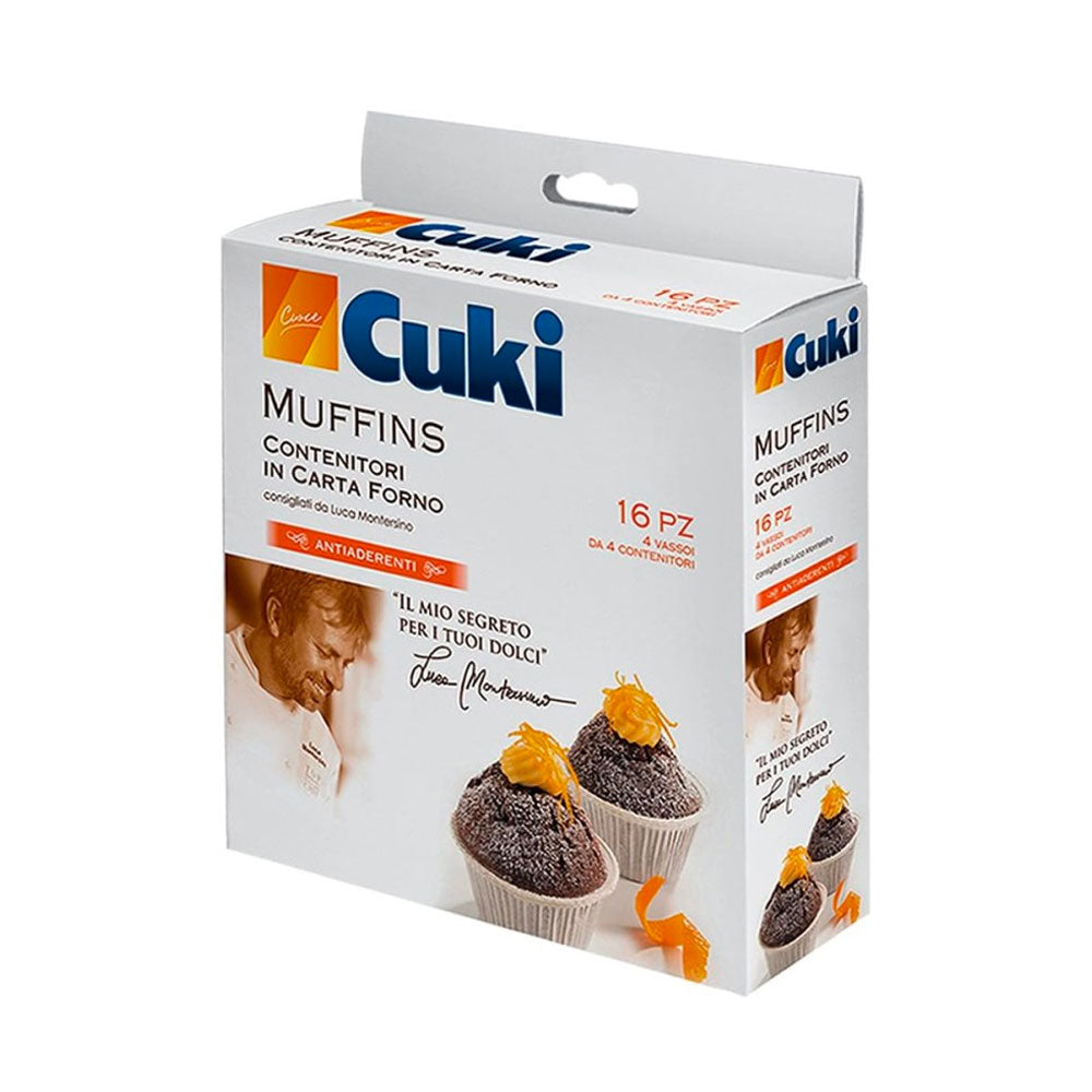 CUKI - MUFFINS CONTENITORI ALIMENTARI IN CARTA DA FORNO ANTIADERENTI 16pz