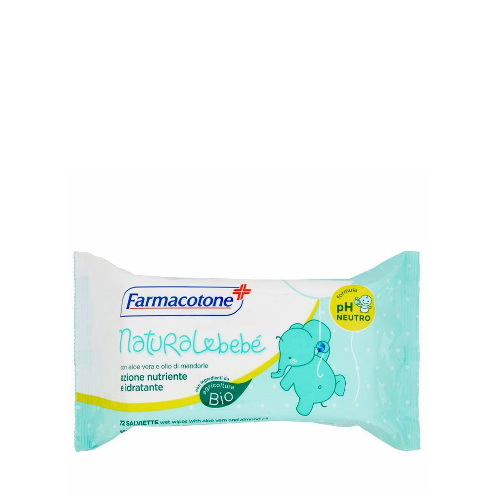 FARMACOTONE - NATURAL BEBE' SALVIETTINE IDRATANTI CON ALOE VERA E OLIO DI MANDORLE - 72PZ