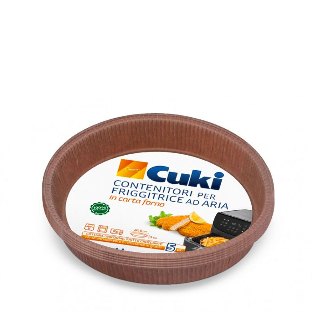 CUKI CUOCE CONTENITORI PER FRIGGITRICE AD ARIA IN CARTA DA FORNO 20,5x3cm 5pz