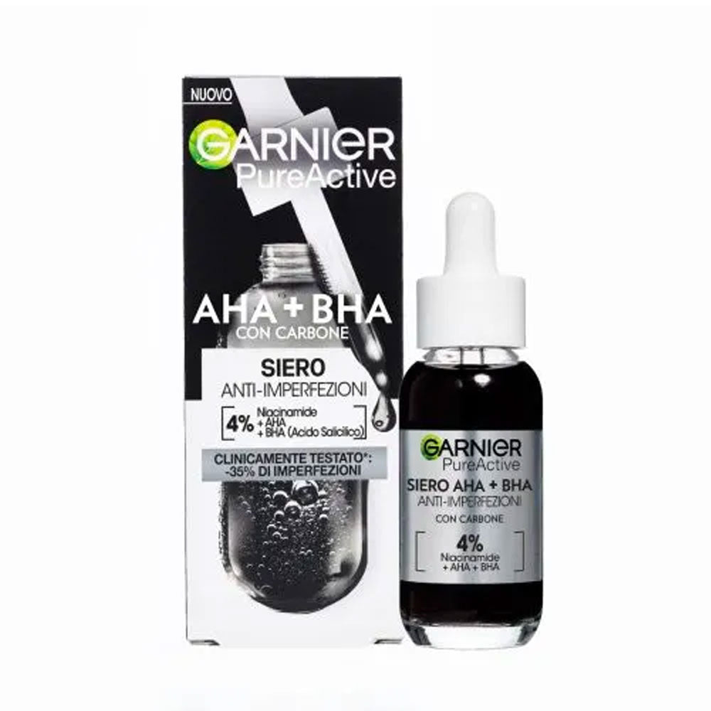 GARNIER - PUREACTIVE AHA + BHA CON CARBONE SIERO ANTI-IMPERFEZIONI - 30ML