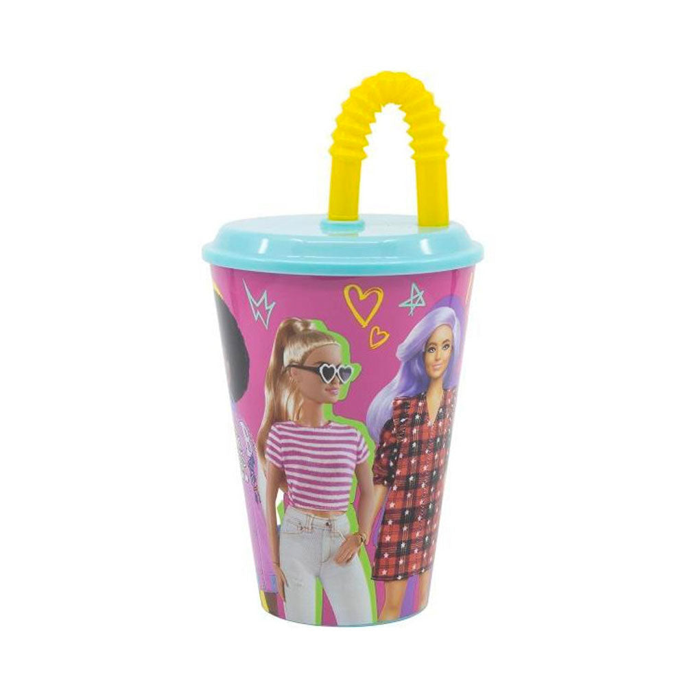 COLZANI - BICCHIERE CON CANNUCCIA IN PLASTICA BARBIE 430ml