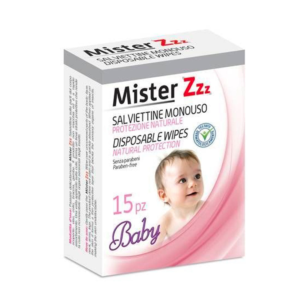 MISTER ZZZ - BABY SALVIETTINE MONOUSO ANTIZANZARE - 15PZ