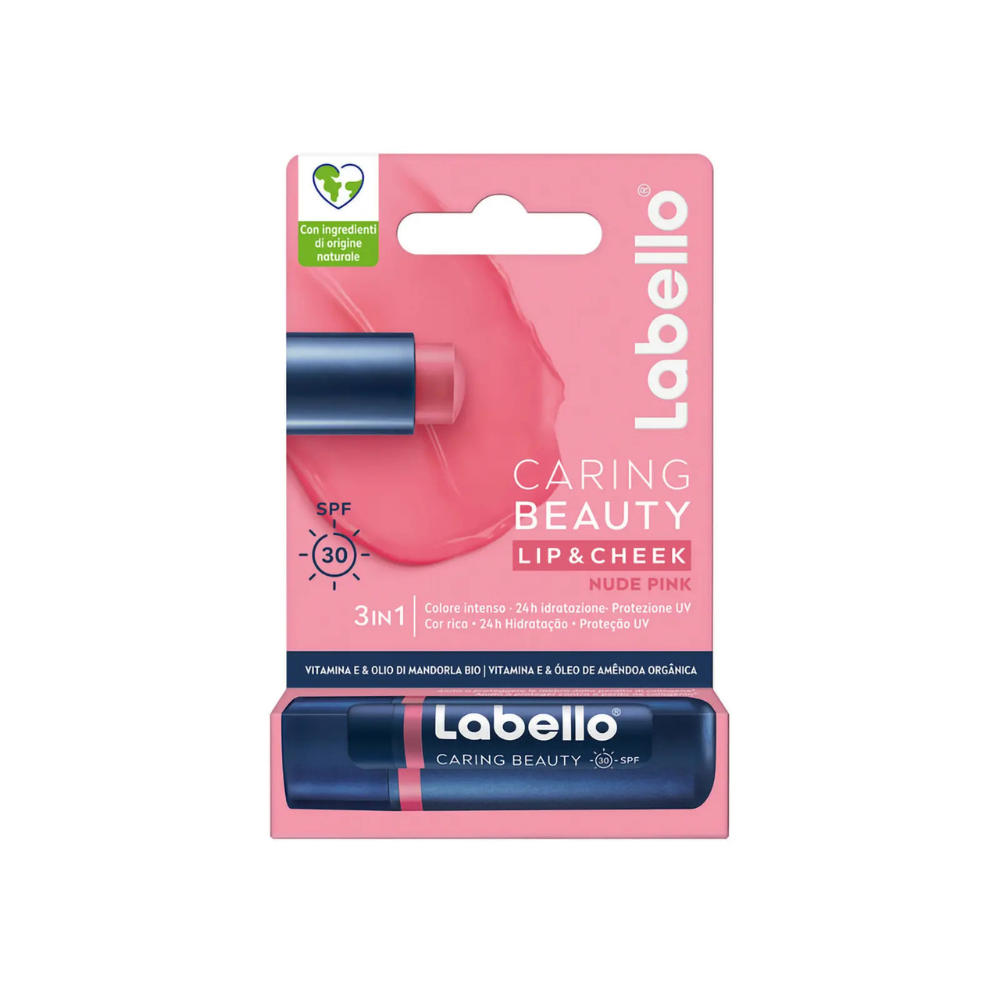 LABELLO - CARING BEAUTY 3in1 SPF30 VITAMINA E & OLIO DI MANDORLA BIO NUDE PINK COLOR