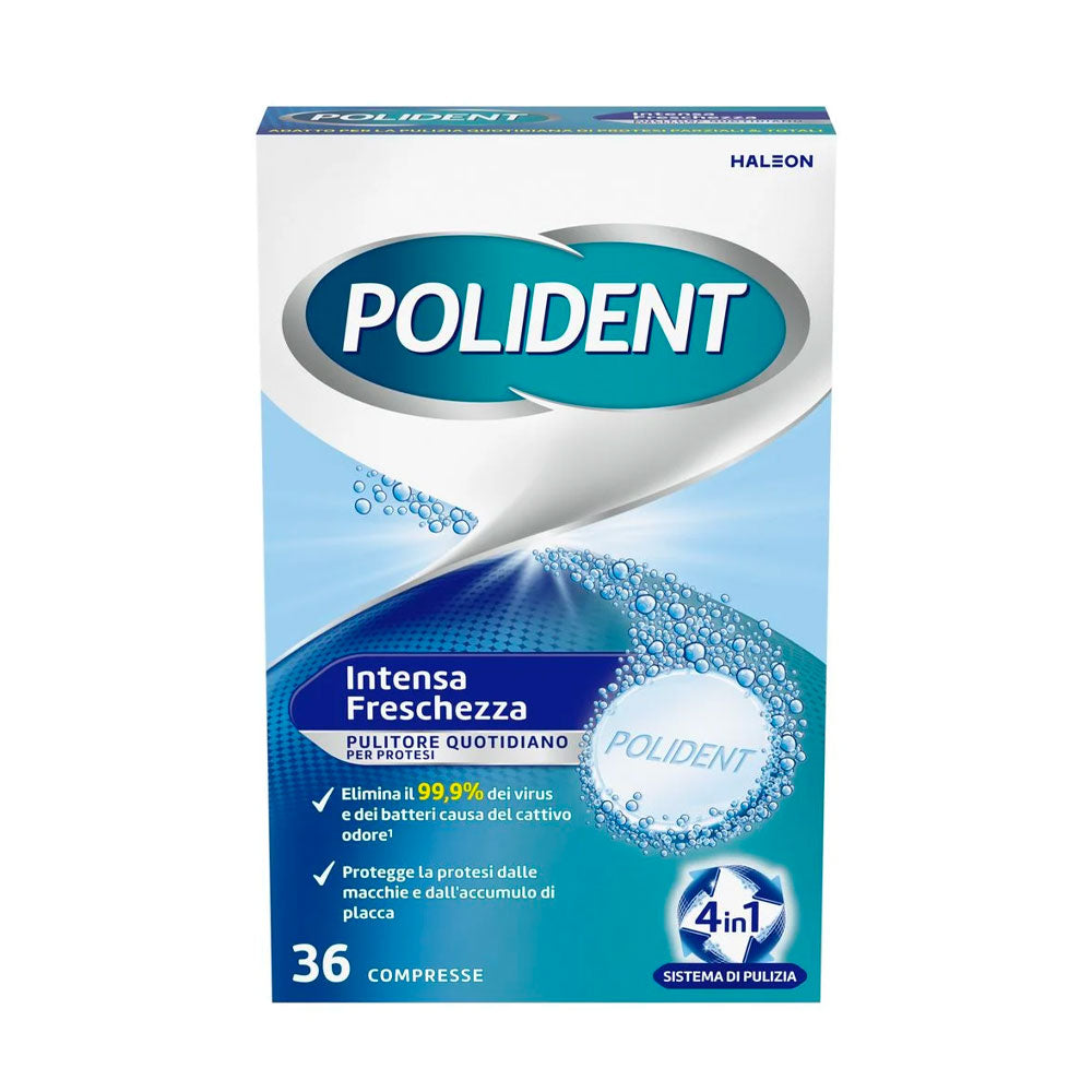 POLIDENT - PULITORE PER PROTESI 4 in 1 INTENSA FRESCHEZZA - 36 COMPRESSE