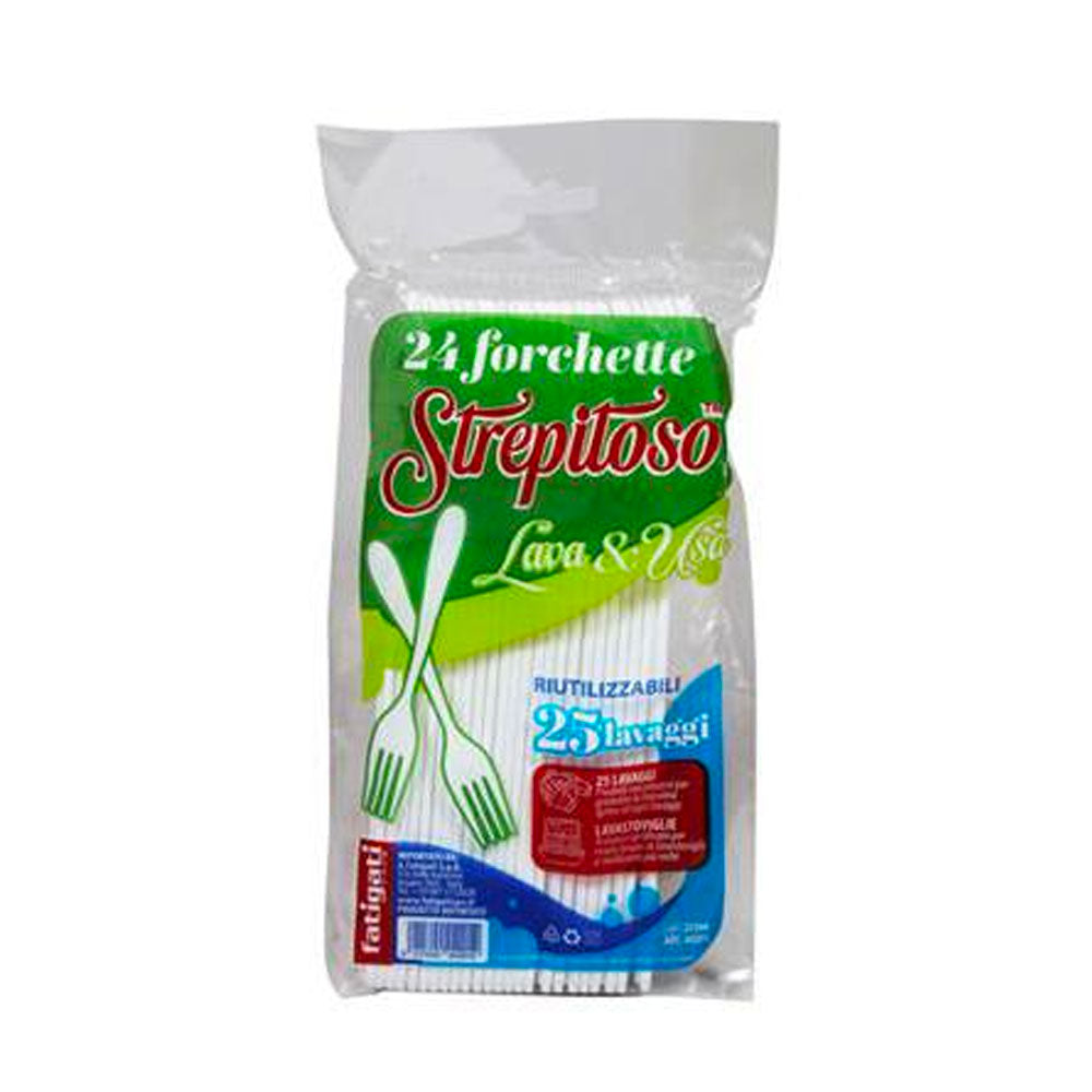 FATIGATI - STREPITOSO FORCHETTE RIUTILIZZABILI IN PLASTICA - 24PZ