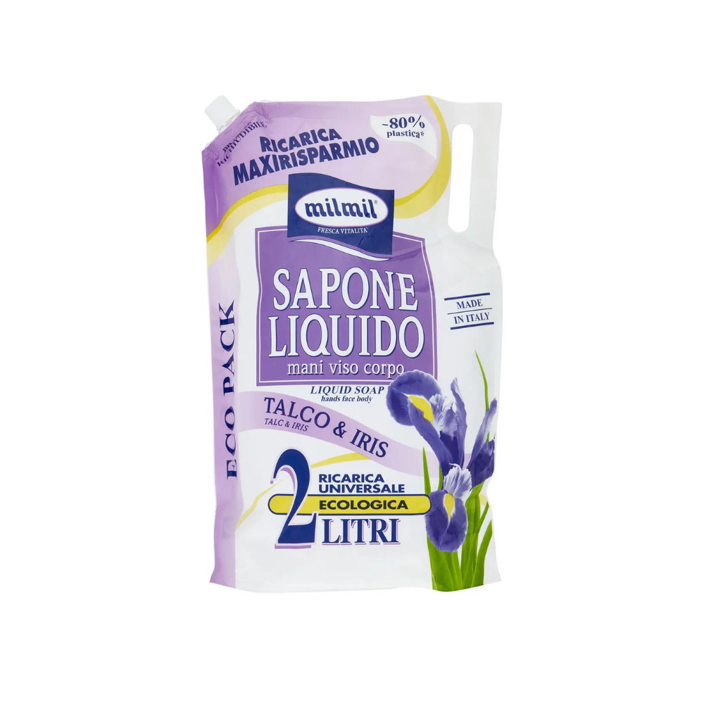 MIL MIL SAPONE RICARICA TALCO E IRIS - 2000 ML - PROFUMO FRESCO E PULITO