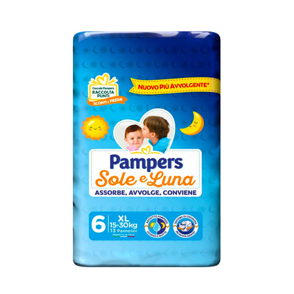 PAMPERS SOLE E LUNA PANNOLINI TAGLIA 6 XL (15-30KG) 13pz