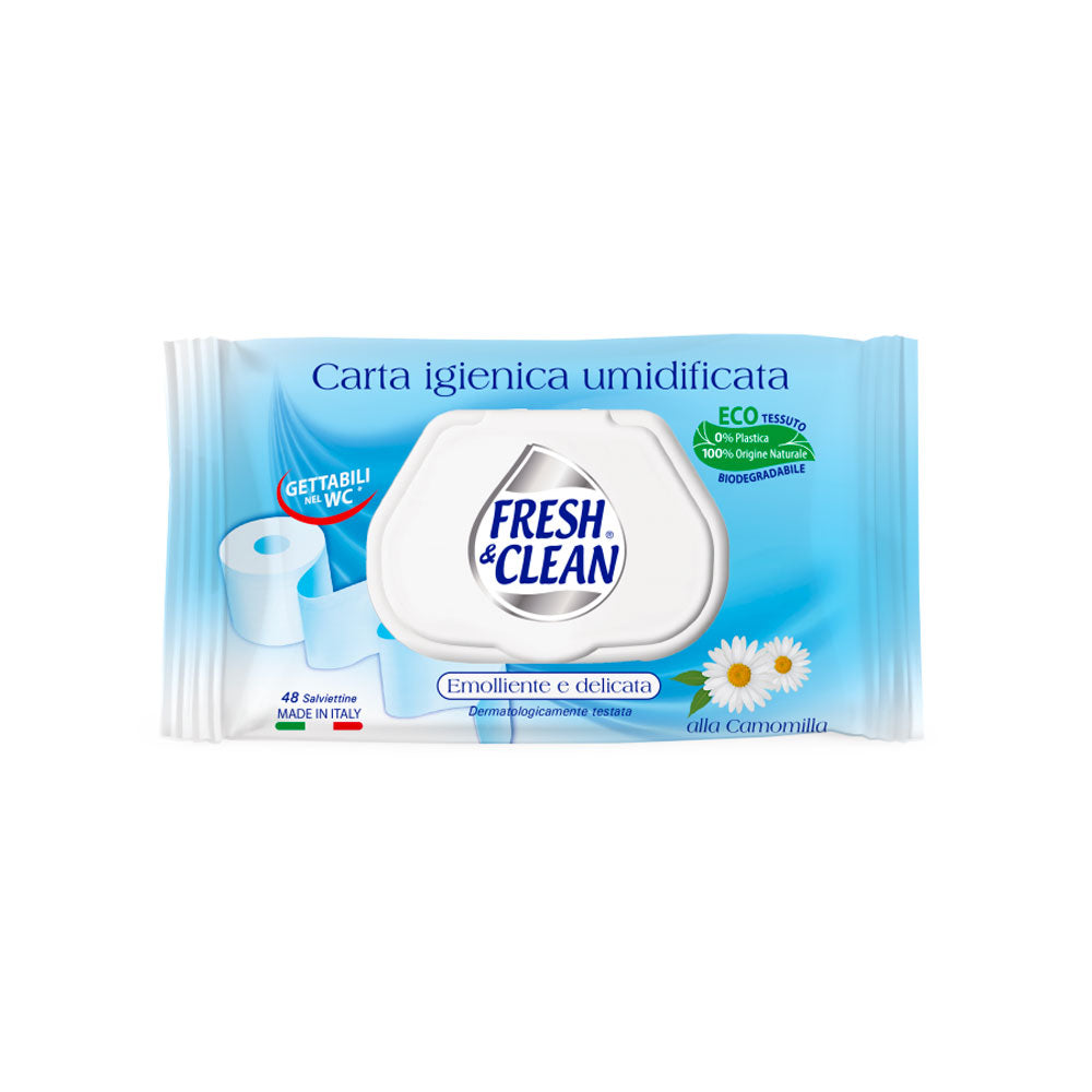 FRESH & CLEAN - CARTA IGIENICA UMIDIFICATA ALLA CAMOMILLA - 48PZ