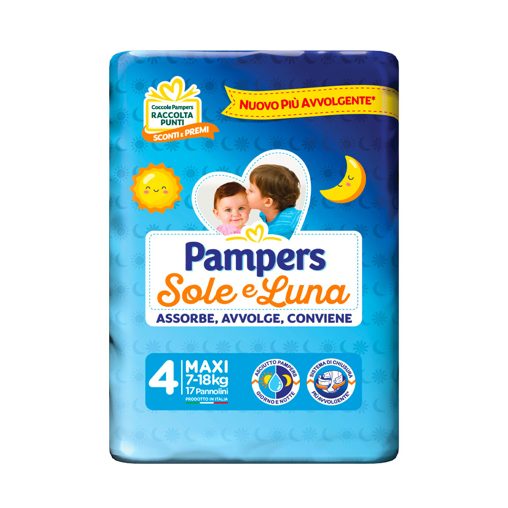 PAMPERS - SOLE E LUNA PANNOLINI TAGLIA 4 MAXI (7-18KG) 17pz