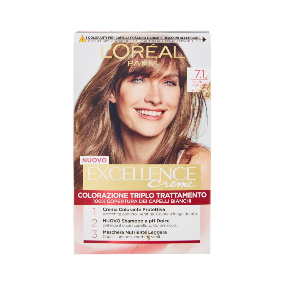 L'OREAL PARIS EXCELLENCE INTENSE TINTA PER CAPELLI - 7.1 BIONDO CENERE