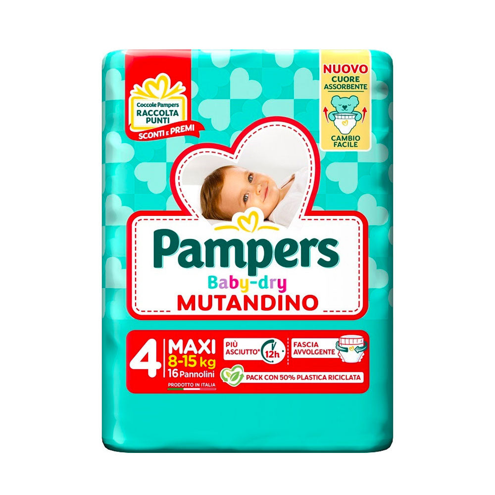 PAMPERS - BABY DRY PANNOLINI MUTANDINO TAGLIA 4 MAXI (8-15KG) 16pz