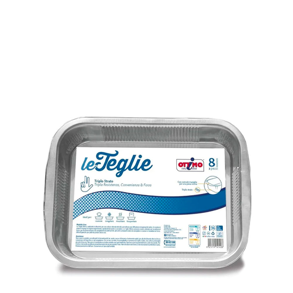 OTTIMO - LE TEGLIE ALLUMINIO CON MANIGLIE 8 PORZIONI - 2PZ