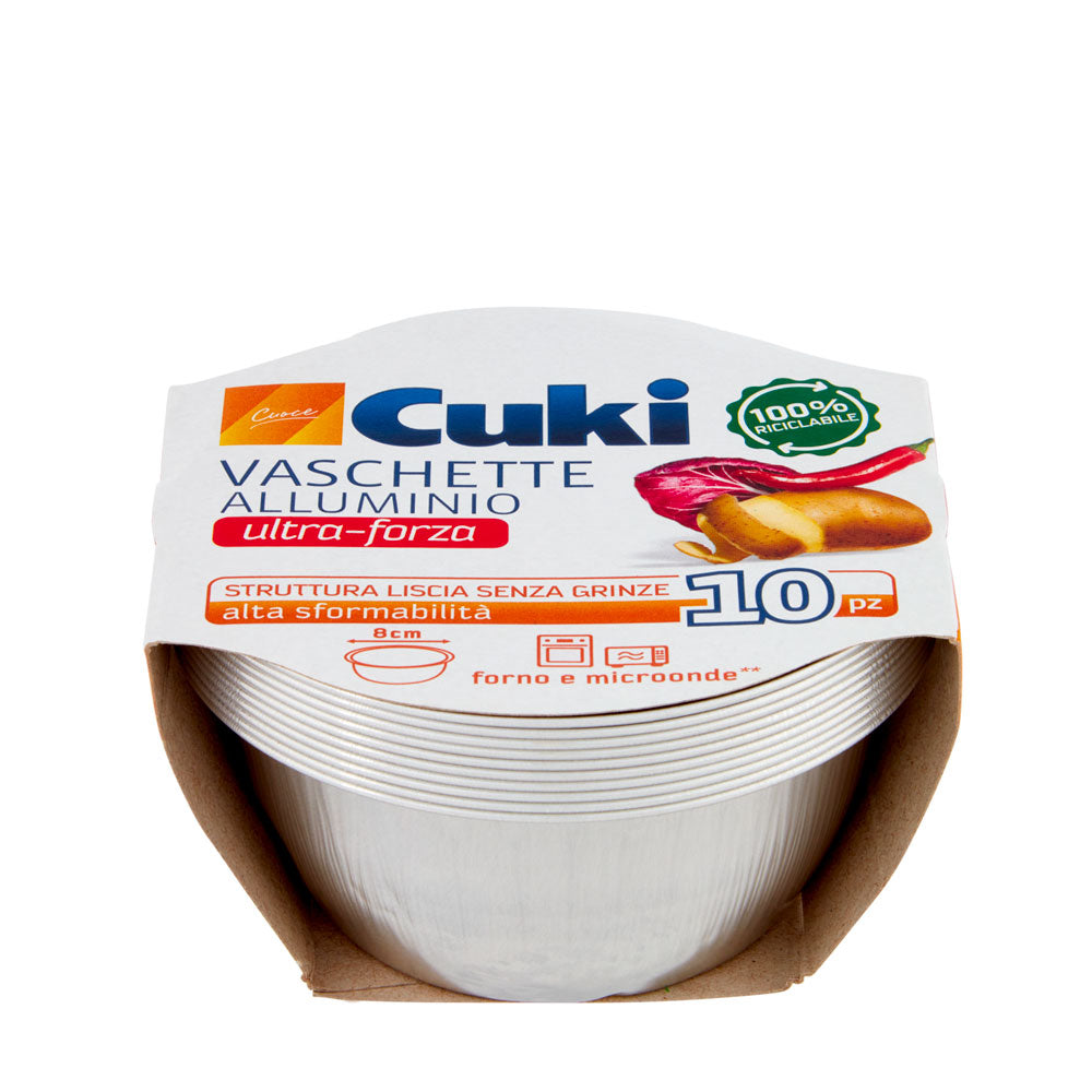CUKI CUOCE VASCHETTE ALIMENTARI IN ALLUMINIO TONDE 8cm 10pz