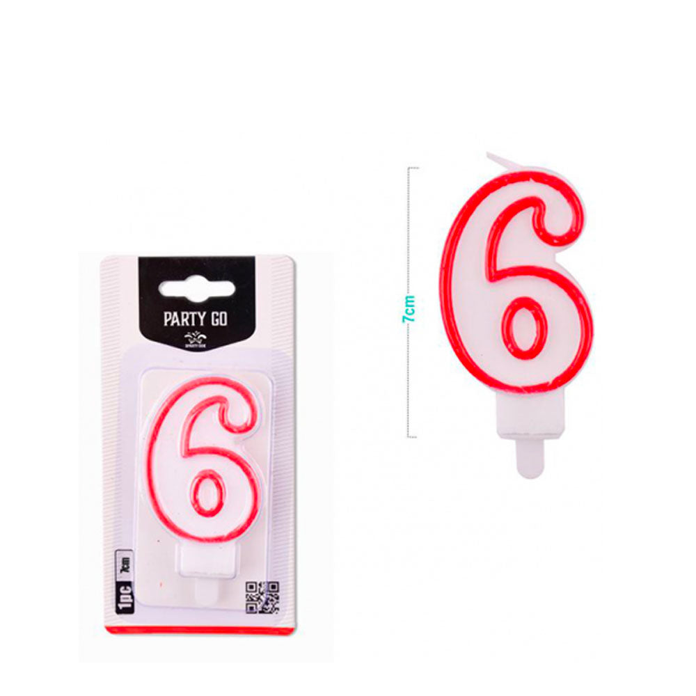 PARTY GO - CANDELINA COMPLEANNO NUMERO 6 ROSSA