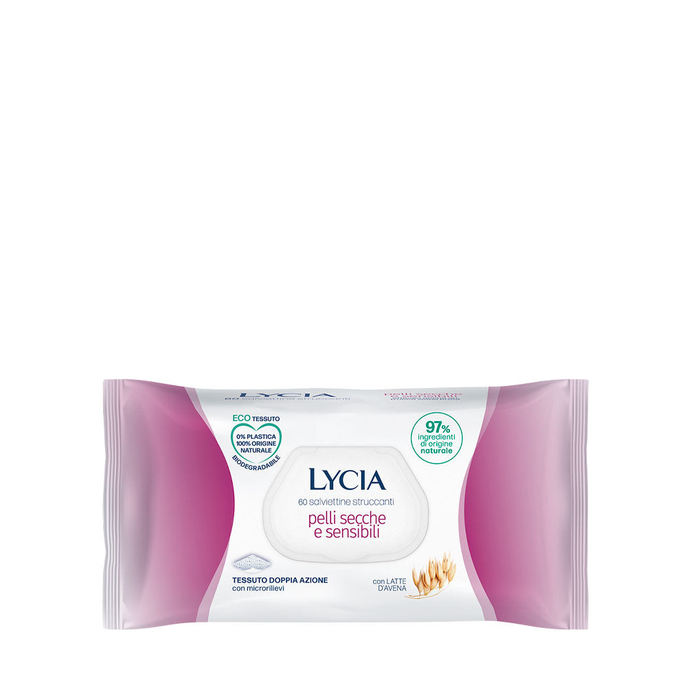 LYCIA - SALVIETTINE STRUCCANTI PELLI SENSIBILI ECO TESSUTO - 60PZ