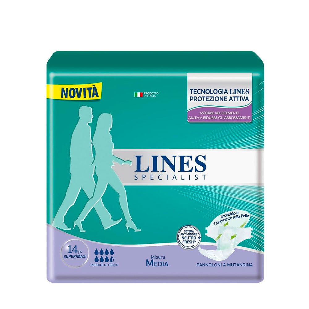 LINES - SPECIALIST PANNOLONI A MUTANDINA ASSORBENTI TAGLIA MEDIA - 14PZ