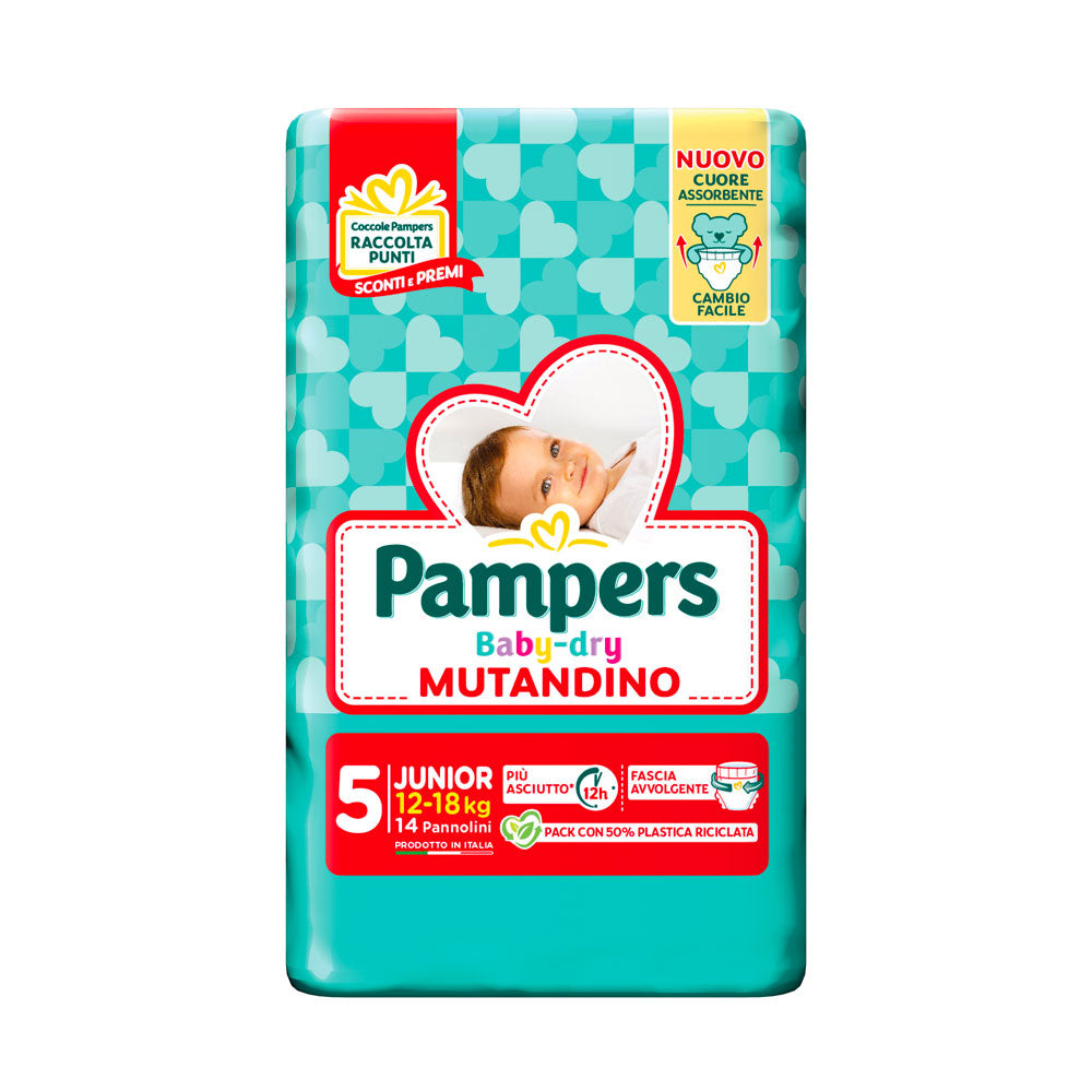 PAMPERS - BABY DRY PANNOLINI MUTANDINO TAGLIA 5 JUNIOR (12-18KG) 14pz