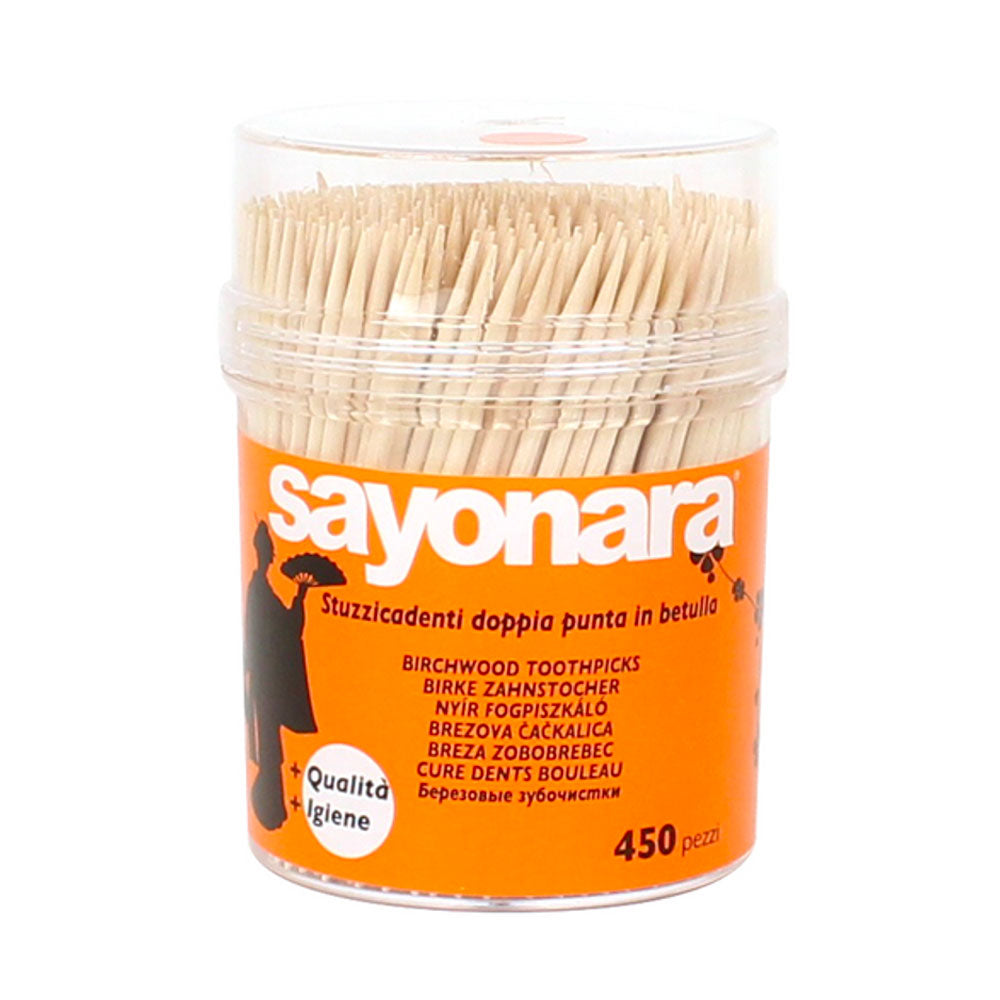 SAYONARA - STUZZICADENTI IN LEGNO DI BETULLA BARATTOLO 450 PZ
