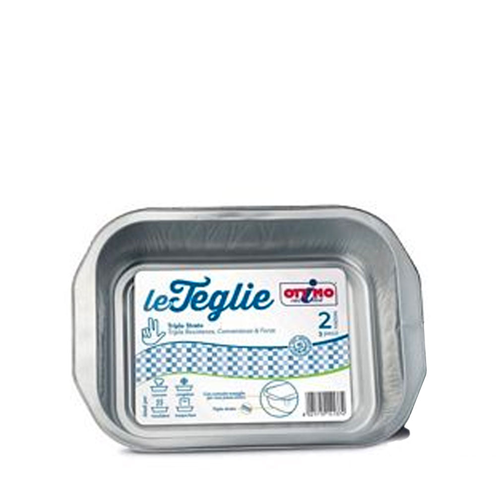 OTTIMO - LE TEGLIE ALLUMINIO CON MANIGLIE 2 PORZIONI - 3PZ