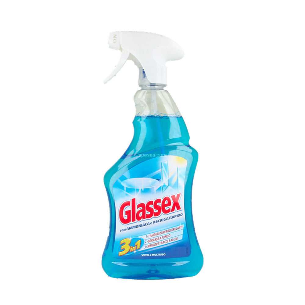 GLASSEX - DETERGENTE VETRI SPRAY CON AMMONIACA 3 IN 1  – 500 ML
