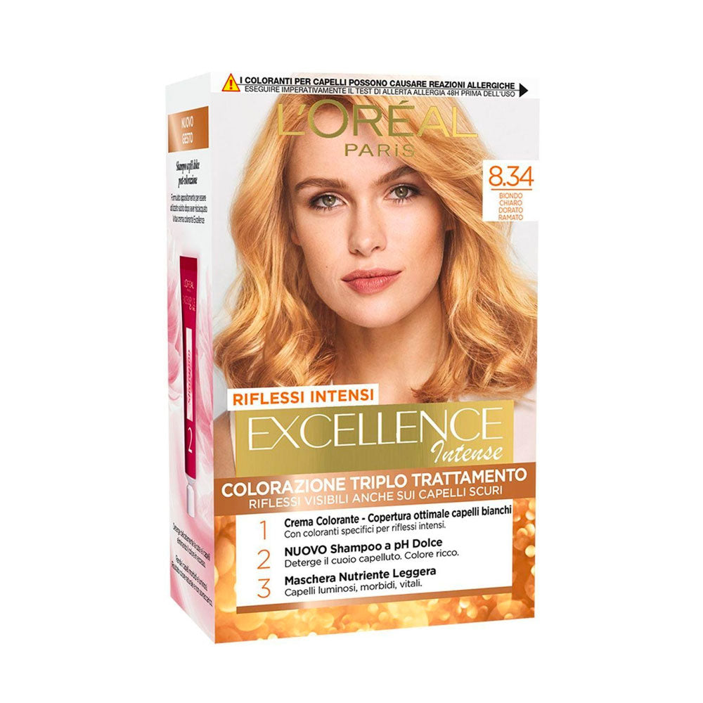 L'OREAL PARIS - EXCELLENCE INTENSE TINTA PER CAPELLI COLORAZIONE 8.34 - BIONDO CHIARO DORATO RAMATO