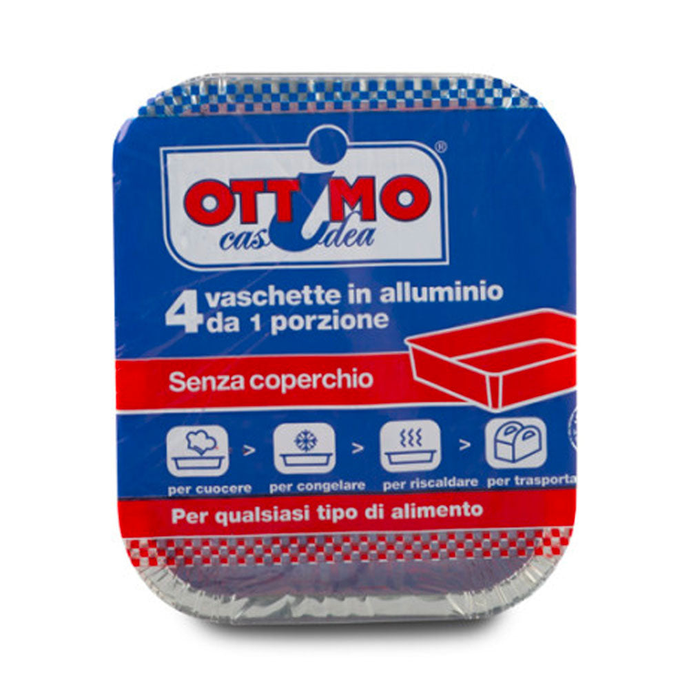 OTTIMO - VASCHETTA ALLUMINIO SENZA COPERCHIO 1 PORZIONI - 4PZ