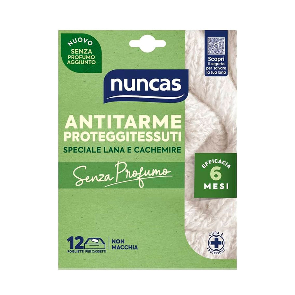 NUNCAS ANTITARME PROTEGGI TESSUTI LANA E CACHEMIRE SENZA PROFUMO 8pz