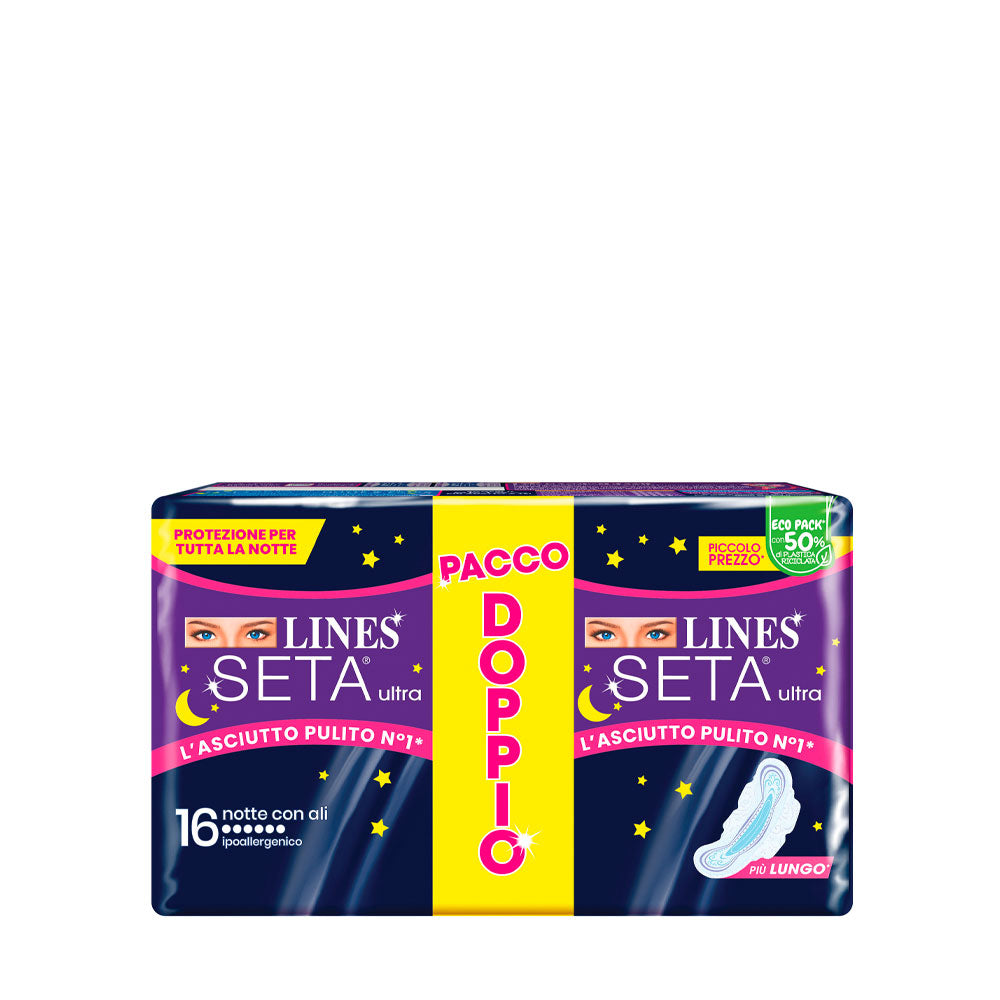 LINES - SETA ULTRA NOTTE ASSORBENTI CON ALI  PACCO DOPPIO - 16PZ