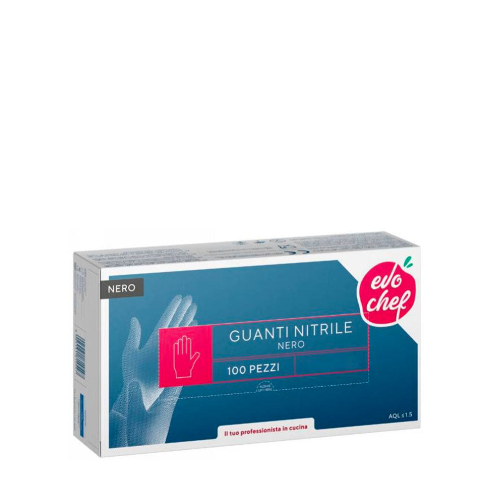 EVO CHEF - GUANTI MONOUSO IN NITRILE NERO TG.S - 100pz