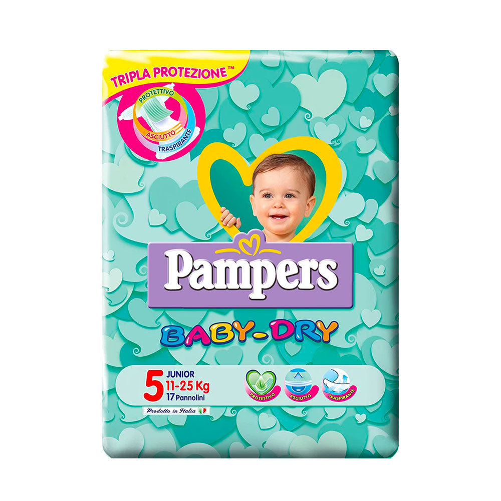 PAMPERS - BABY DRY PANNOLINI TAGLIA 5 JUNIOR (11-25KG) 17pz