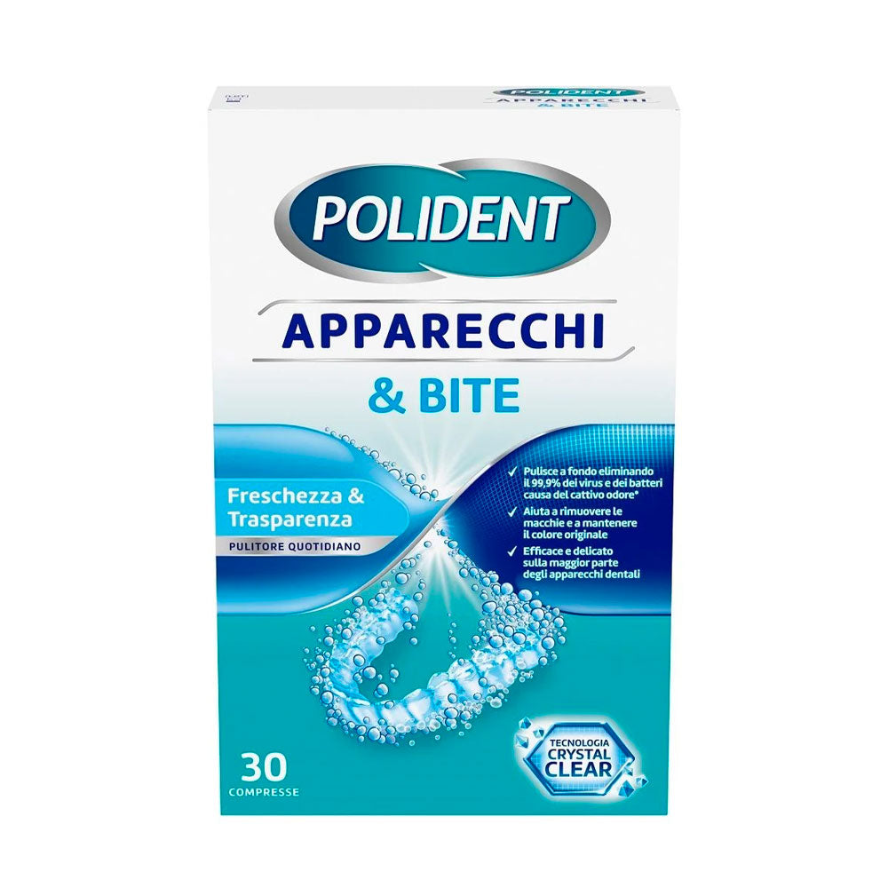 POLIDENT - PULITORE APPARECCHI E BITE FRESCHEZZA E TRASPARENZA - 36 COMPRESSE