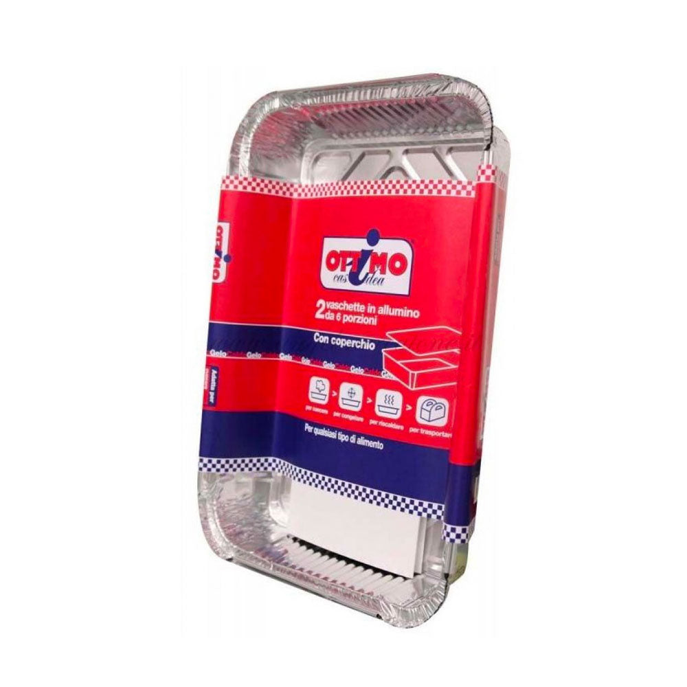 OTTIMO - VASCHETTA ALLUMINIO CON COPERCHIO 6 PORZIONI - 2PZ