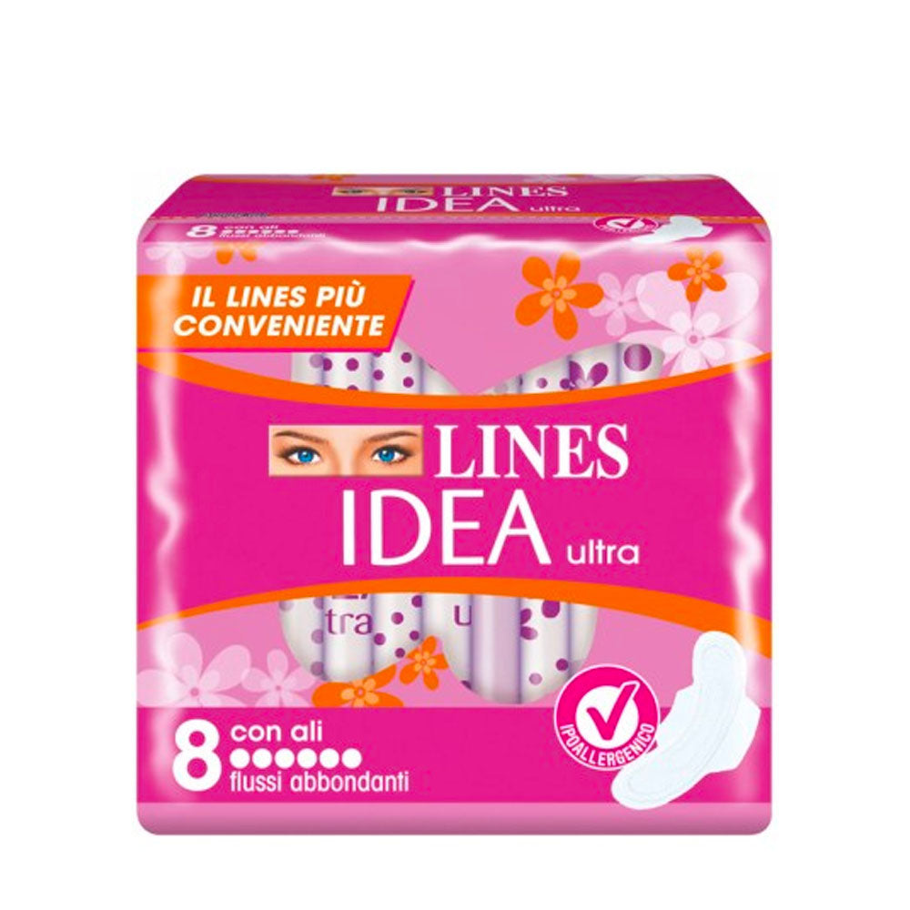 LINES - IDEA ULTRA ASSORBENTI DONNA FLUSSI ABBONDANTI CON ALI - 8PZ