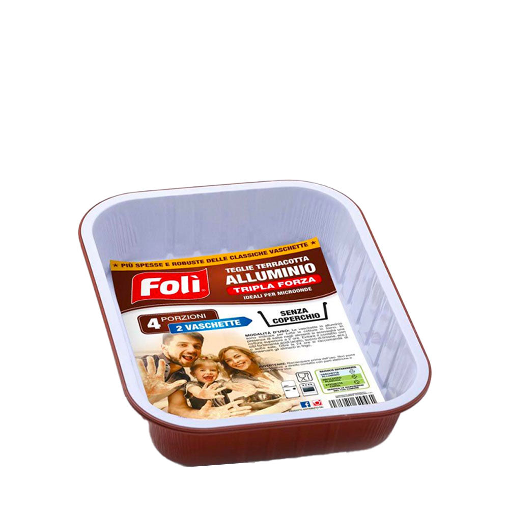 FOLì - LE TERRACOTTE TEGLIE IN ALLUMINIO 4 PORZIONI SENZA COPERCHIO - 2PZ