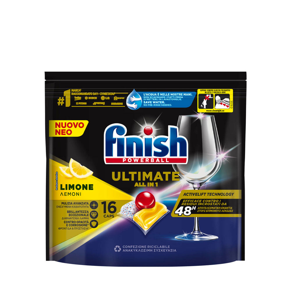FINISH - POWERBALL ULTIMATE ALL IN 1 DETERSIVO CAPS LAVASTOVIGLIE LIMONE - 16PZ