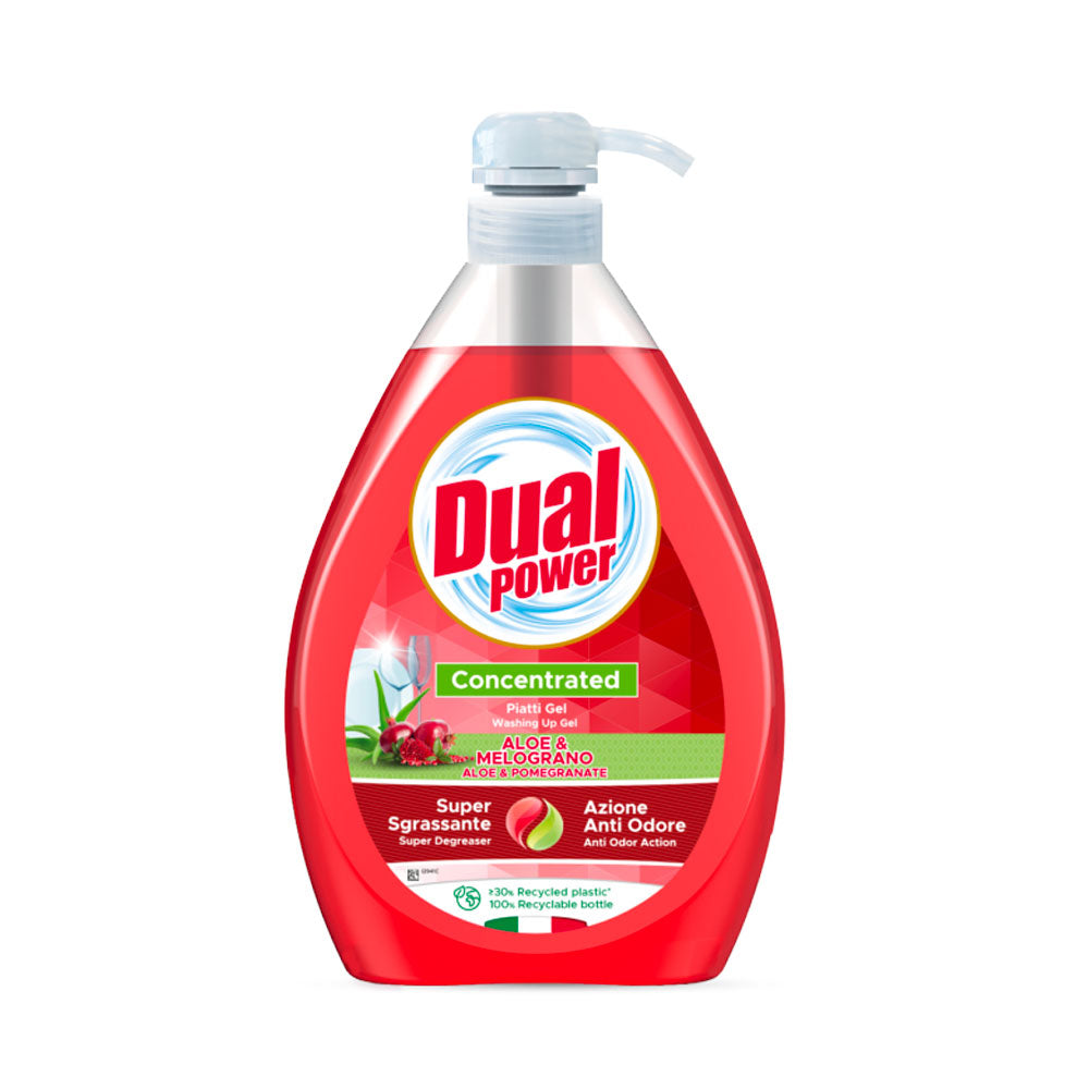DUAL POWER - PIATTI GEL DETERSIVO PIATTI DOSATORE ALOE e MELOGRANO 1l