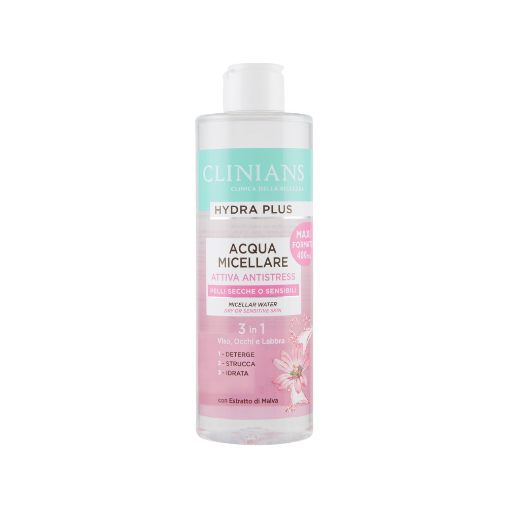 CLINIANS HYDRA PLUS ACQUA MICELLARE 3in1 ATTIVA ANTISTRESS PELLI SECCHE O SENSIBILI 400 ML
